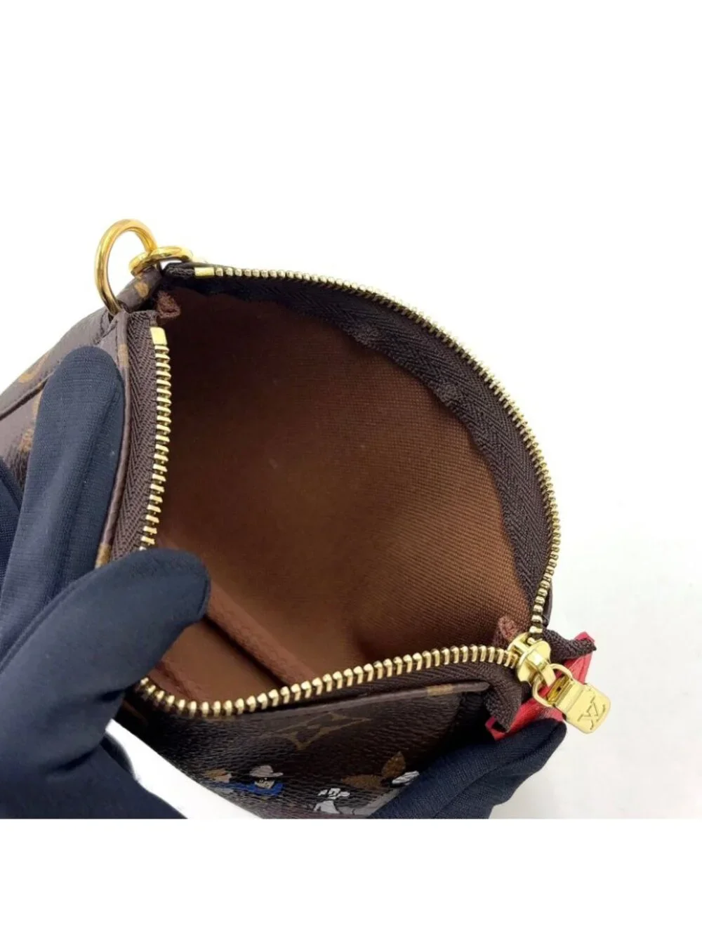Louis Vuitton Mini Pochette Accessoires Illustre Monogram Brown Handbag Gold